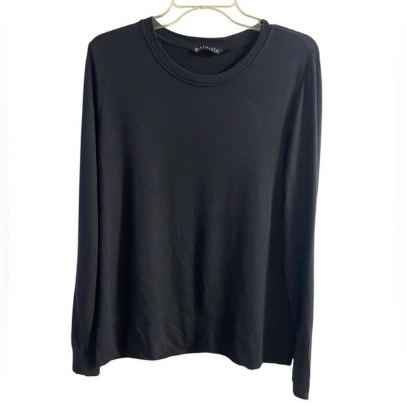 Athleta Black Crewneck Top Essential Modal Basic Medium - Picture 1 of 6